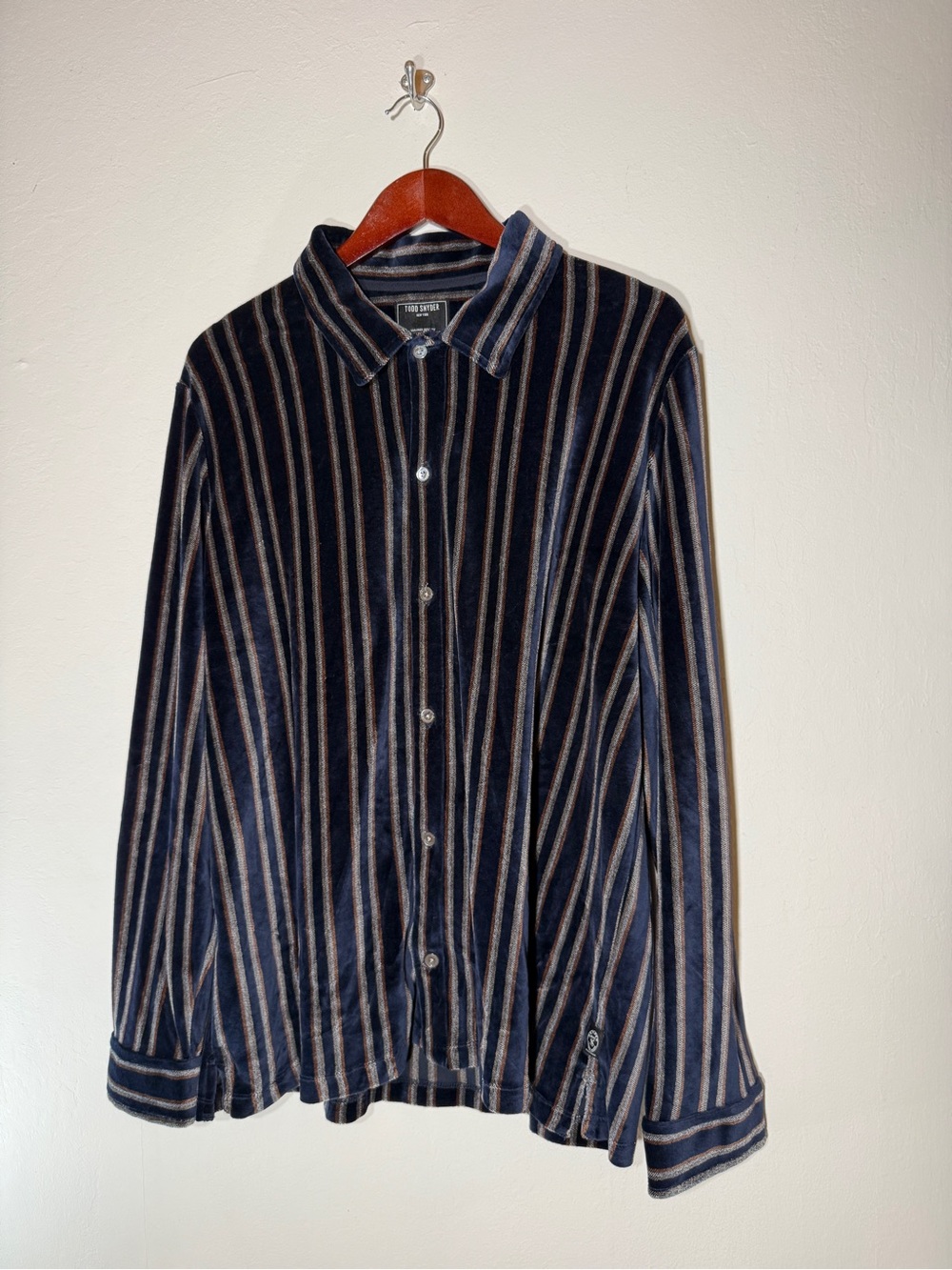 Todd Snyder Velour Striped Button-Down Shirt XL NWOT